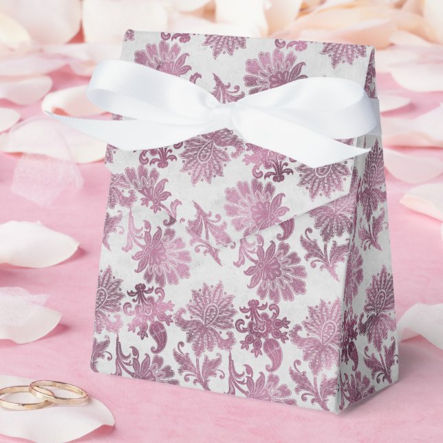 Romantic Burgundy Red Silver Floral Bridal Shower Favour Box (Wedding)
