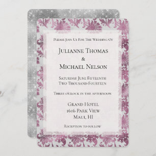 Romantic Burgundy Red Silver Floral Wedding Invitation