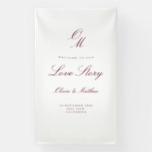 Romantic Burgundy Red Welcome Wedding Banner