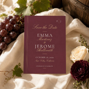 Romantic Burgundy Vineyard Wedding Save The Date