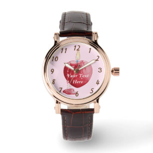 romantic burning love heart shaped red candle watch