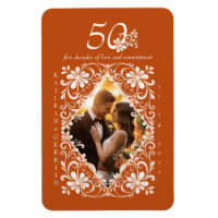Romantic Burnt Orange 50 Anniversary Photo Magnet