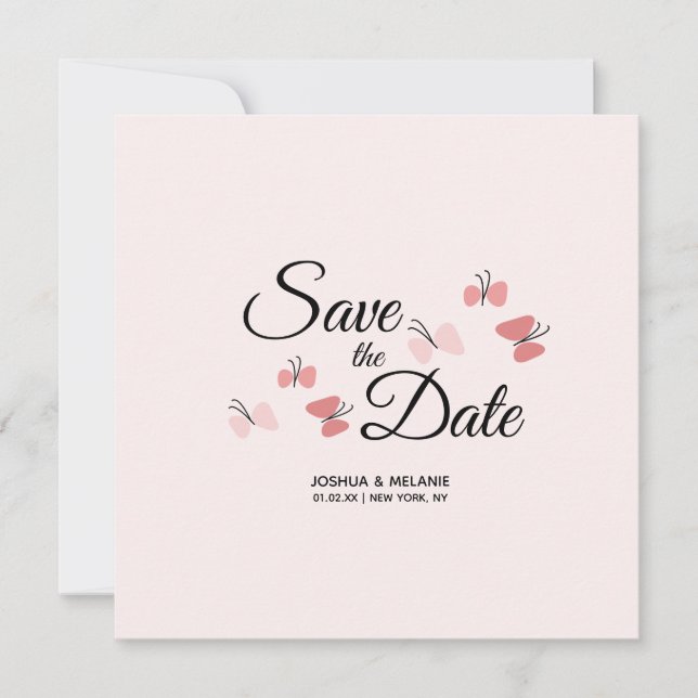 Romantic Butterflies Pink Save the Dates (Front)
