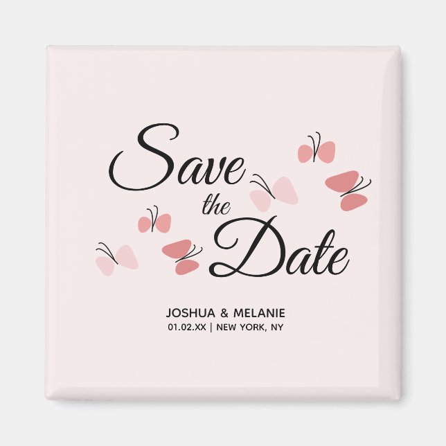 Romantic Butterflies Pink Save the Dates    Magnet (Front)