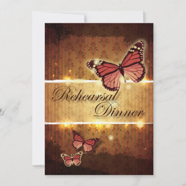 romantic butterfly fall wedding rehearsal dinner invitation (Front)