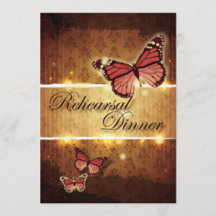 romantic butterfly fall wedding rehearsal dinner invitation