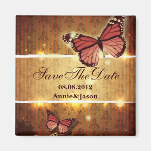 romantic butterfly fall wedding save the date magnet
