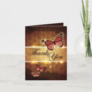 romantic butterfly fall wedding thank you card