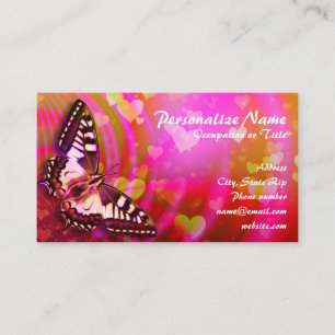 Romantic Butterfly & Hearts Business Card