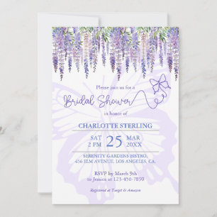 Romantic Butterfly & Wisteria Garden Bridal Shower Invitation