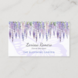 Romantic Butterfly & Wisteria Pastel Floral Business Card