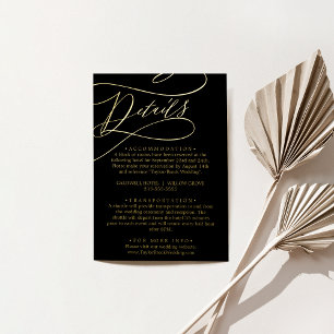 Romantic Calligraphy Black Gold Foil Details Card