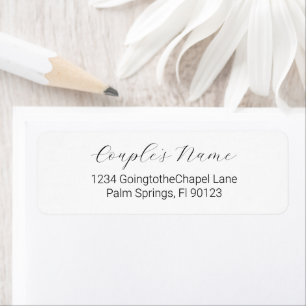 Romantic Calligraphy Black White Return Address Label