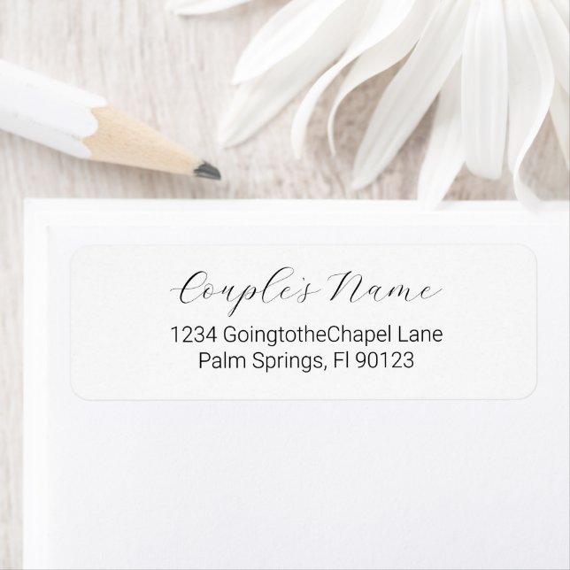 Romantic Calligraphy Black White Return Address Label (Insitu)