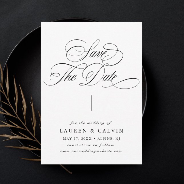 Romantic Calligraphy Black & White Save The Date (Creator Uploaded)