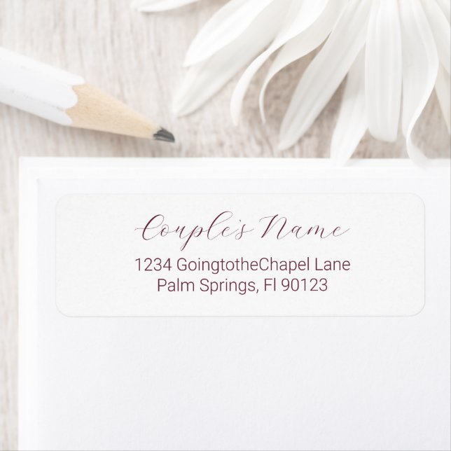 Romantic Calligraphy Burgundy Return Address Label (Insitu)