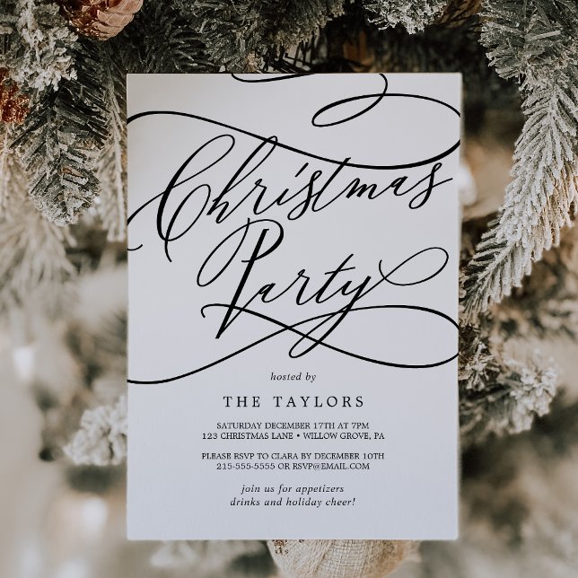 Romantic Calligraphy Christmas Party Invitation (Creator Uploaded)
