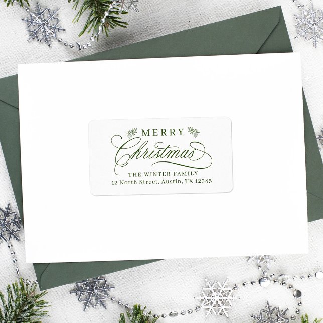 Romantic Calligraphy Christmas Return Address Label (Creator Uploaded)