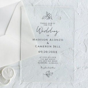 Romantic Calligraphy Classic Modern Acrylic Invitations