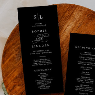 Romantic Calligraphy   Dark Black Wedding Program