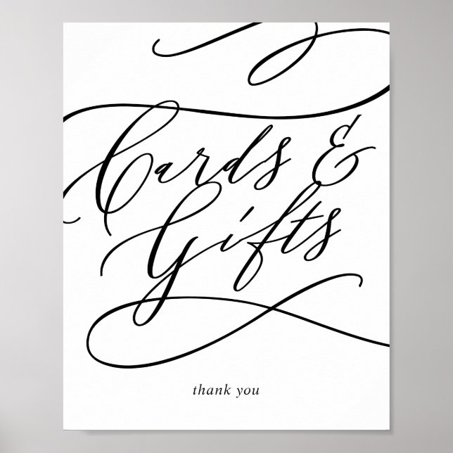 Romantic Calligraphy Flourish Cards and Gifts Sign (Front)