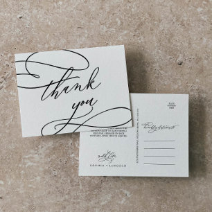Romantic Calligraphy Flourish Thank You Postcard