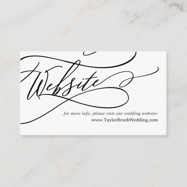 Romantic Calligraphy Flourish Wedding Website Enclosure Card (Front)