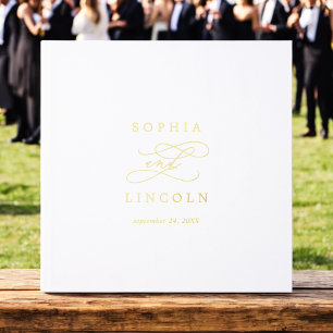 Romantic Calligraphy Gold Foil Monogram Wedding Guest Book
