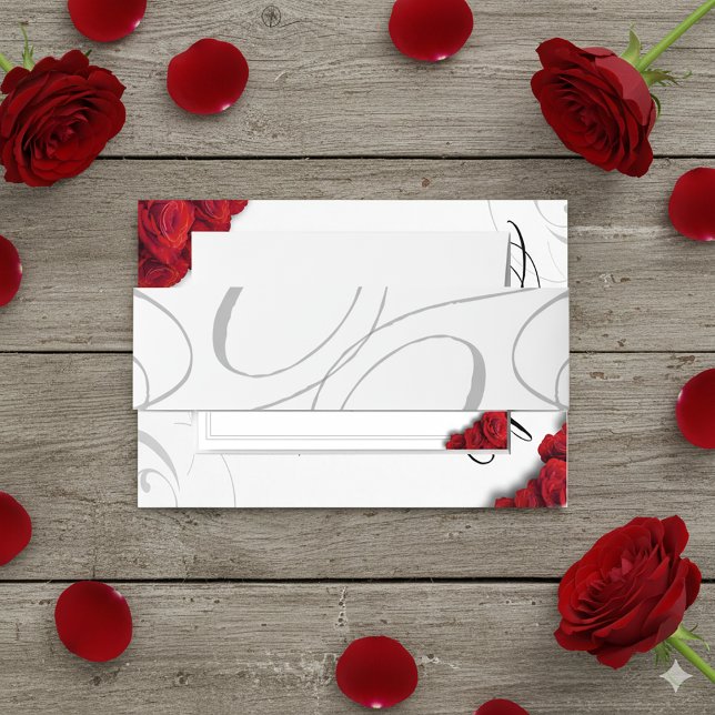 Romantic Calligraphy Grey Swirls Invitation Belly Band (Romantic Calligraphy Grey Swirls Belly Band)