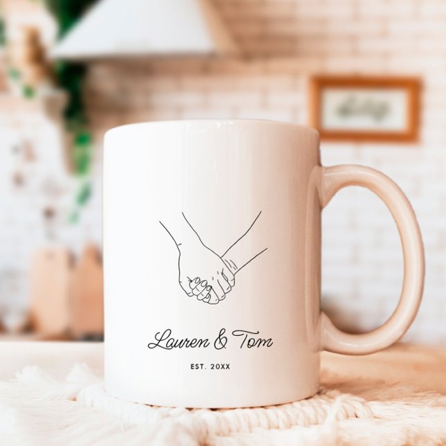 Romantic Calligraphy Hand In Hand Couple Names  Coffee Mug (Creator Uploaded)