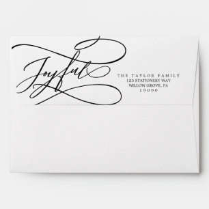 Romantic Calligraphy Joyful Holiday Card Envelope