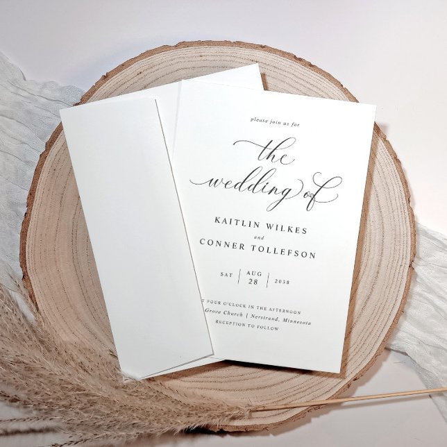 Romantic Calligraphy Luxury Wedding Invitation (Elegant romantic modern wedding invitations with calligraphy script.)