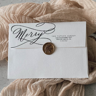 Romantic Calligraphy Merry Christmas Card Envelope