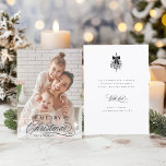 Romantic Calligraphy Merry Christmas Photo Flat Holiday Card<br><div class="desc">This Christmas photo flat card featuring elegant and romantic swirly calligraphy lettering with pinecone twigs,  stars and custom text message on the back. For more advanced customisation of this design,  please click the BLUE DESIGN TOOL BUTTON above!</div>