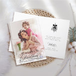 Romantic Calligraphy Merry Christmas Photo Folded Holiday Card<br><div class="desc">This Christmas photo folded card featuring elegant and romantic swirly calligraphy lettering with pinecone twigs,  stars and custom text message inside. For more advanced customisation of this design,  please click the BLUE DESIGN TOOL BUTTON above!</div>