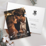 Romantic Calligraphy Merry Christmas Photo Folded Holiday Card<br><div class="desc">This Christmas photo folded card featuring elegant and romantic swirly calligraphy lettering with pinecone twigs,  stars and custom text message inside. For more advanced customisation of this design,  please click the BLUE DESIGN TOOL BUTTON above!</div>