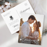 Romantic Calligraphy Merry Christmas Photo Postcard<br><div class="desc">This Christmas photo postcard featuring elegant and romantic swirly calligraphy lettering with pinecone twigs,  stars and custom text message on the back. For more advanced customisation of this design,  please click the BLUE DESIGN TOOL BUTTON above!</div>