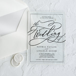 Romantic Calligraphy Modern Simple Elegant Wedding Acrylic Invitations