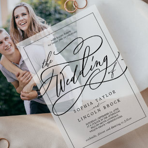 Romantic Calligraphy Modern Simple Elegant Wedding Vellum Invitations