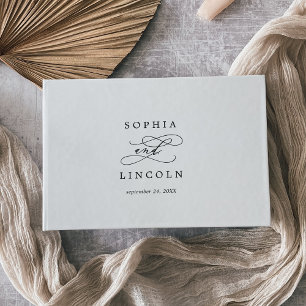 Romantic Calligraphy Monogram Wedding Guest Book