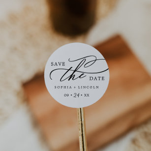 Romantic Calligraphy Names Save the Date Sticker
