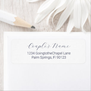 Romantic Calligraphy Navy Blue Return Address Label