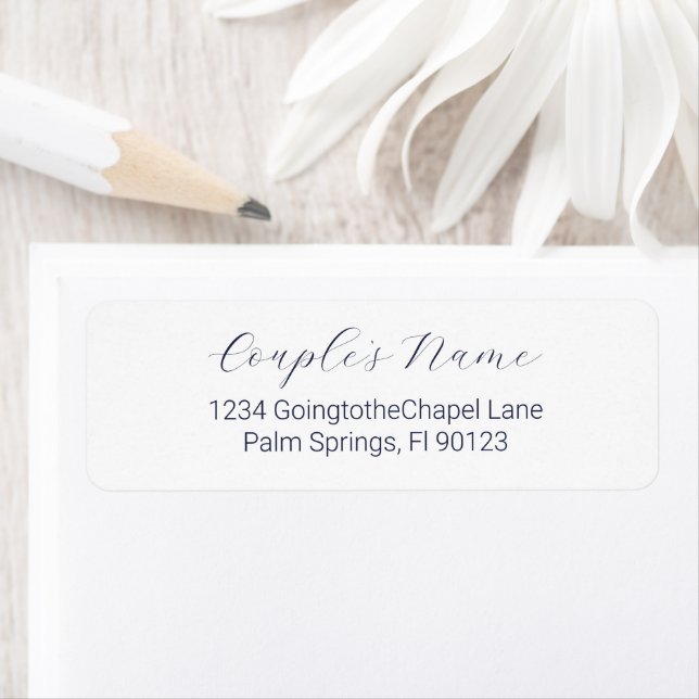 Romantic Calligraphy Navy Blue Return Address Return Address Label (Insitu)