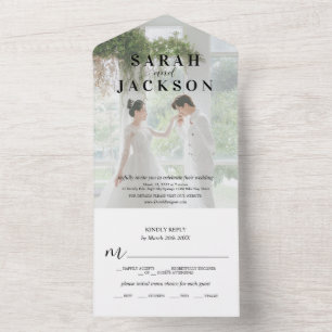 Romantic Calligraphy Overlay Wedding All In One Invitation