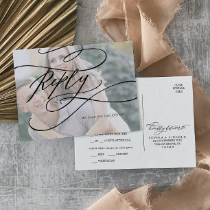 Romantic Calligraphy Photo Menu Choice RSVP