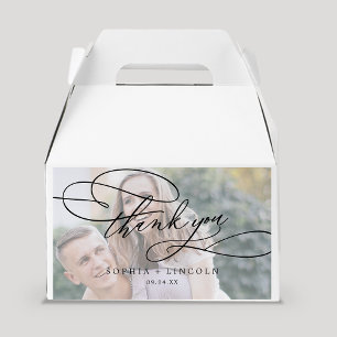 Romantic Calligraphy Photo Thank You Wedding Favour Box