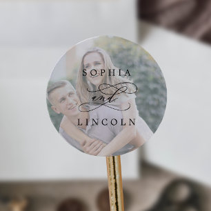 Romantic Calligraphy Photo Wedding Envelope Seals