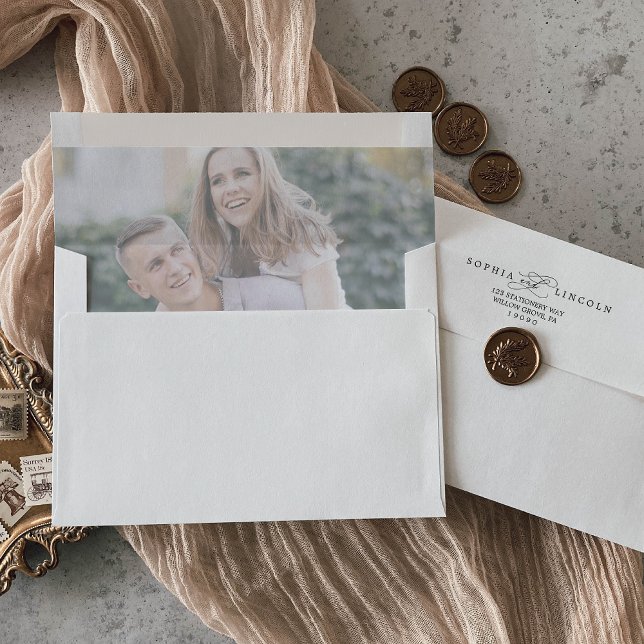 Romantic Calligraphy Photo Wedding Invitation Envelope (Creator Uploaded)