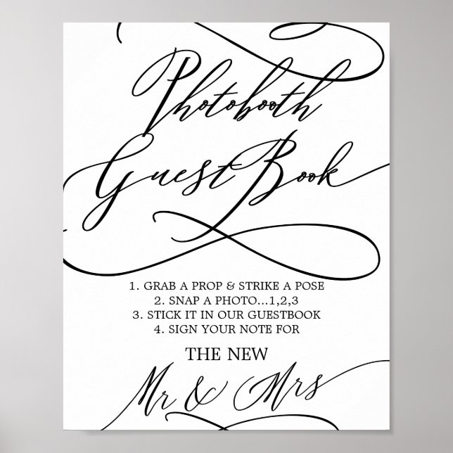 Romantic Calligraphy Photobooth Guest Book Sign (Front)