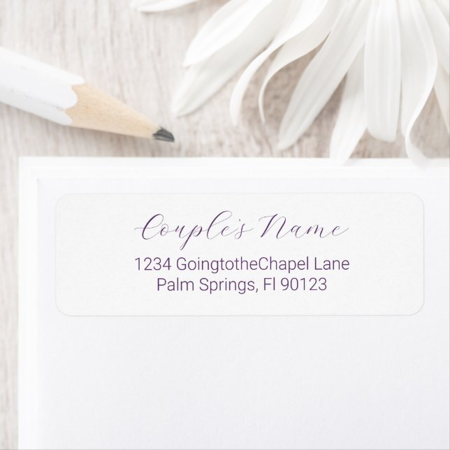 Romantic Calligraphy Purple Return Address Return Address Label (Insitu)
